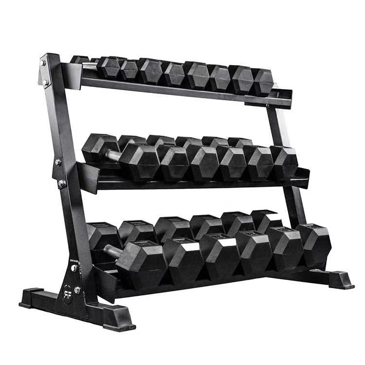 5- 50lbs(Total 550LB) Hex Dumbbell Set with 3-Tires Dumbbell Rack